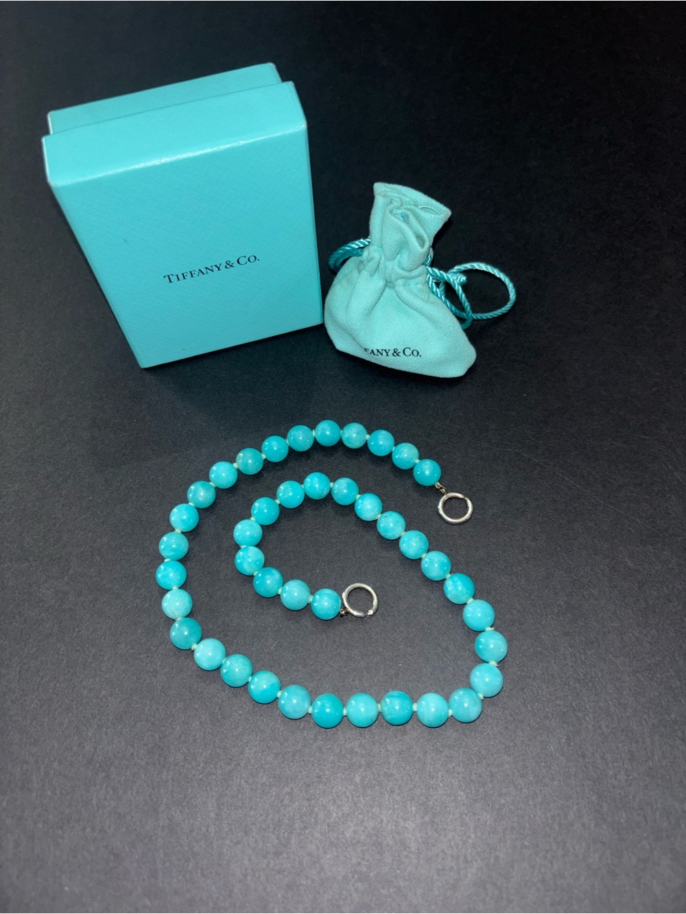 Tiffany & Co. Turquoise Bead Necklace with Signature Blue Box